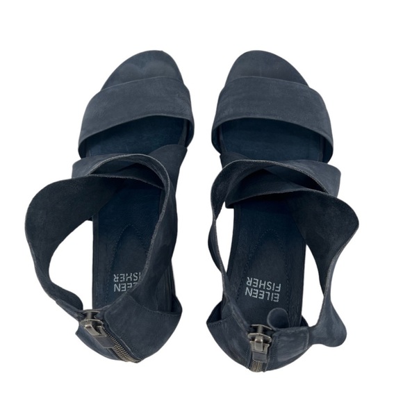 Eileen Fisher Sport Blue Open Toe Crisscross Strap Sandals Size 7 1/2 Women’s - Picture 5 of 11